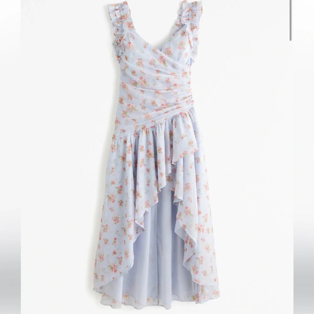 NWT | Abercrombie & Fitch Floral High Low Maxi Dress XS Tall Wedding Guest